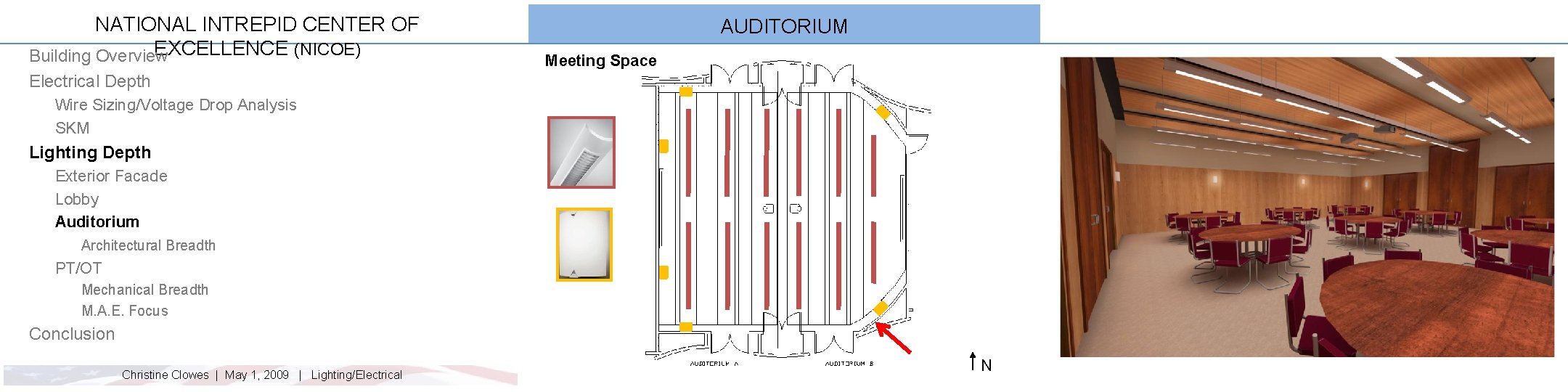 NATIONAL INTREPID CENTER OF EXCELLENCE (NICOE) Building Overview AUDITORIUM Meeting Space Electrical Depth Wire