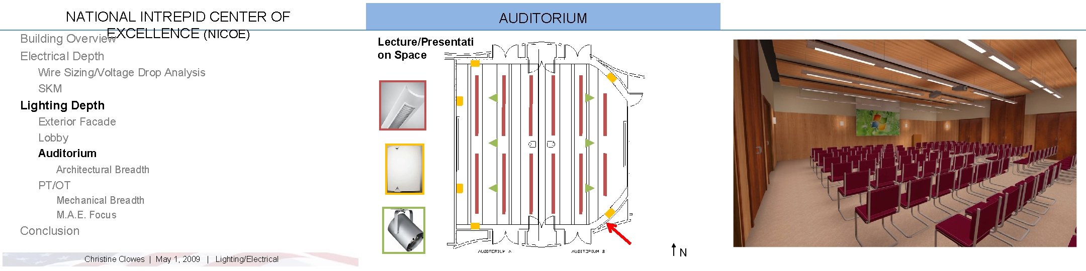 NATIONAL INTREPID CENTER OF EXCELLENCE (NICOE) Building Overview Electrical Depth AUDITORIUM Lecture/Presentati on Space