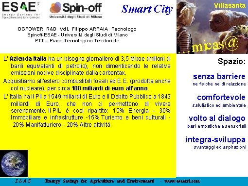 Villasanta Smart City DGPOWER R&D Md. L Filippo ARPAIA Tecnologo Spinoff-ESAE - Università degli