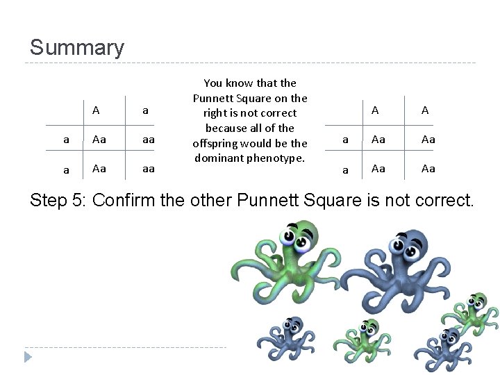 Summary A a a Aa aa You know that the Punnett Square on the
