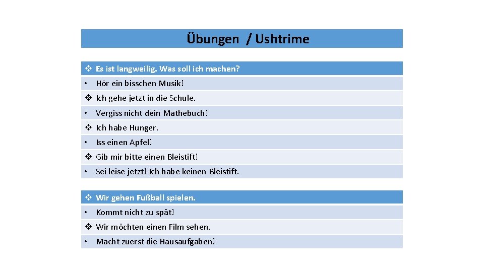 Übungen / Ushtrime v Es ist langweilig. Was soll ich machen? • Hör ein