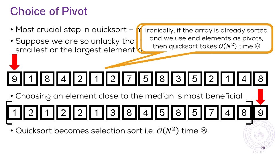 Choice of Pivot • 9 1 8 4 2 1 2 7 5 8