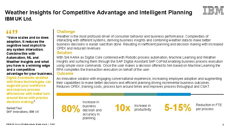 Weather Insights for Competitive Advantage and Intelligent Planning IBM UK Ltd. Challenge “Voice scales