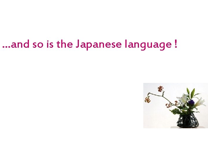 …and so is the Japanese language ! 