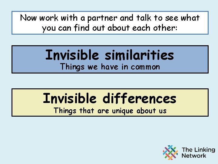 Now work with a partner and talk to see what you can find out