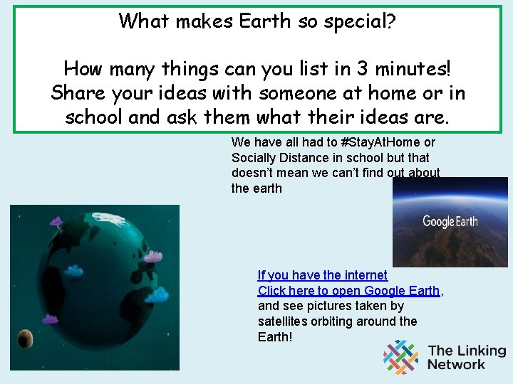 What makes Earth so special? How many things can you list in 3 minutes!