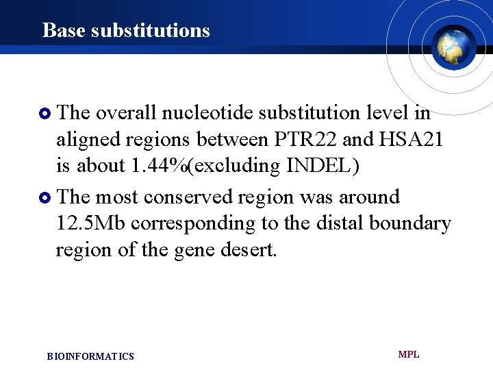 Base substitutions £ The overall nucleotide substitution level in aligned regions between PTR 22