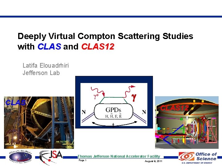 Deeply Virtual Compton Scattering Studies with CLAS and CLAS 12 Latifa Elouadrhiri Jefferson Lab