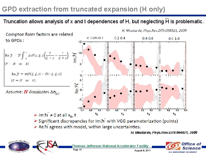 GPD extraction from truncated expansion (H only) ~ Truncation allows analysis of x and