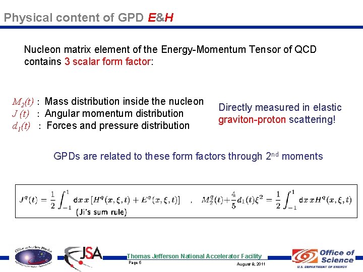 Physical content of GPD E&H Nucleon matrix element of the Energy-Momentum Tensor of QCD