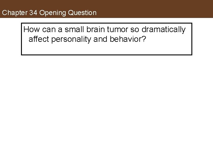 Chapter 34 Opening Question How can a small brain tumor so dramatically affect personality