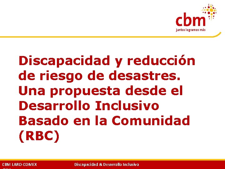 Discapacidad y reducción de riesgo de desastres. Una propuesta desde el Desarrollo Inclusivo Basado