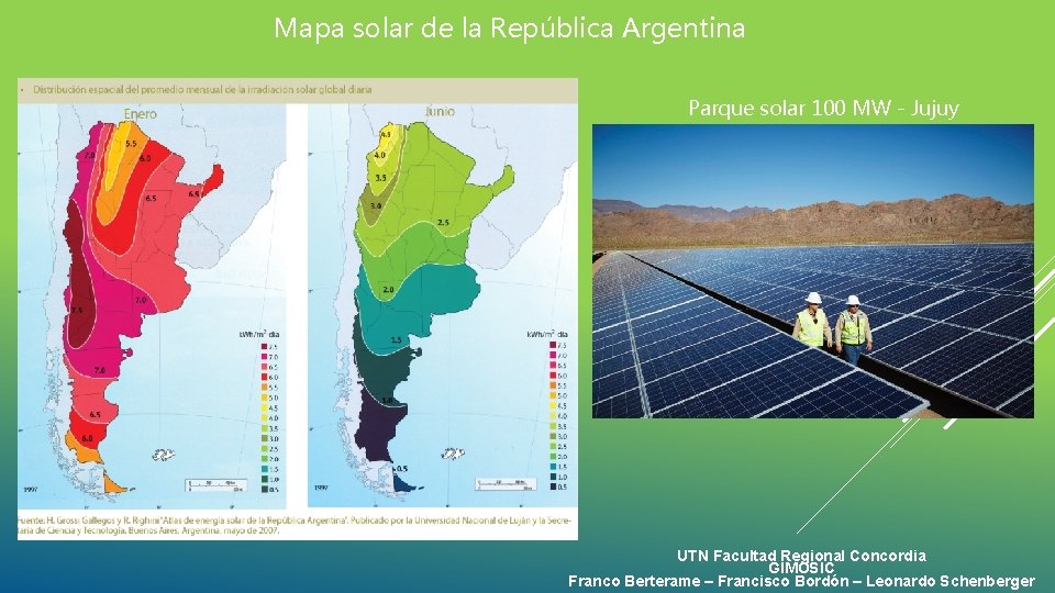 Mapa solar de la República Argentina Parque solar 100 MW - Jujuy UTN Facultad