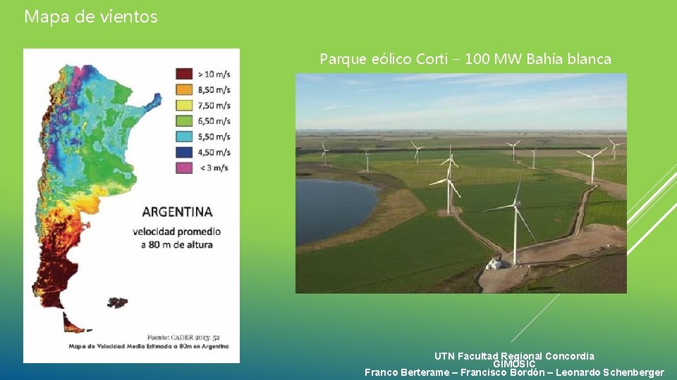 Mapa de vientos Parque eólico Corti – 100 MW Bahía blanca UTN Facultad Regional