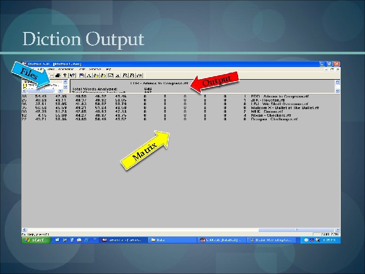 Diction Output File s t Outpu M ix r t a 