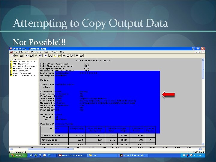 Attempting to Copy Output Data Not Possible!!! 