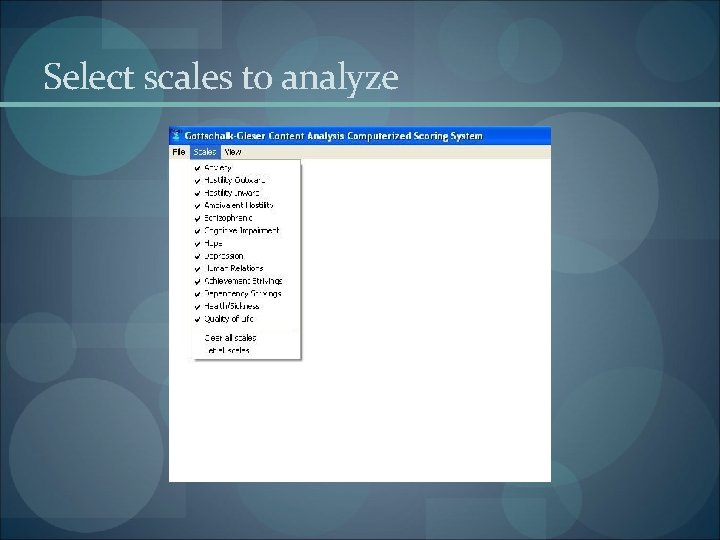 Select scales to analyze 