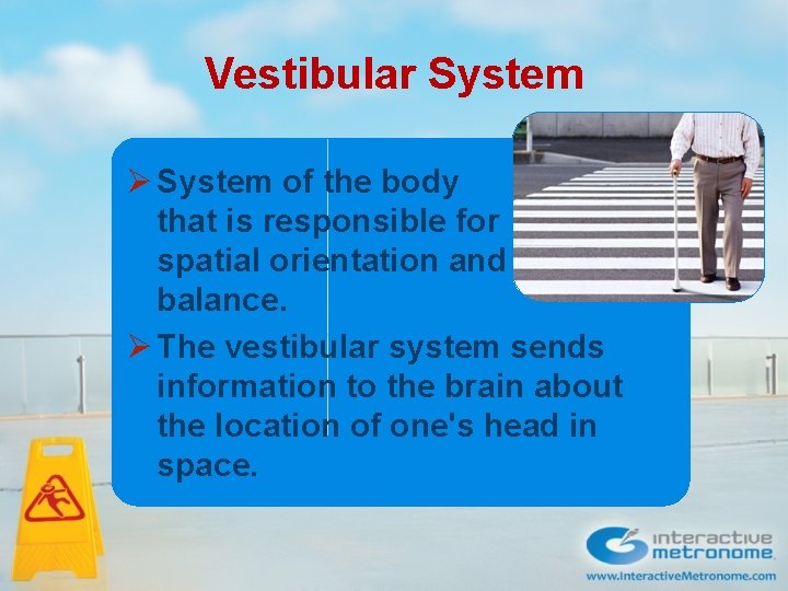 Vestibular System Ø System of the body that is responsible for spatial orientation and Vestibular System Ø System of the body that is responsible for spatial orientation and