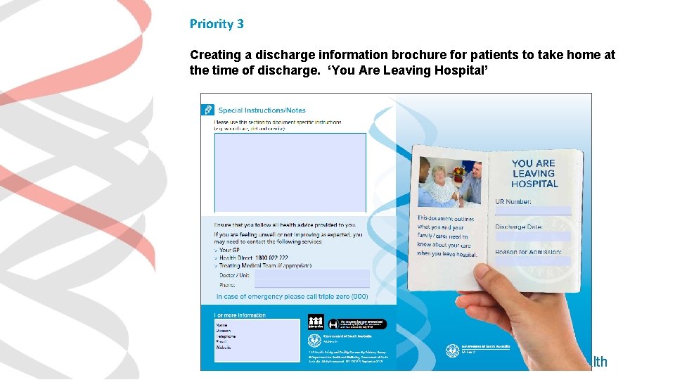 Priority 3 Creating a discharge information brochure for patients to take home at the