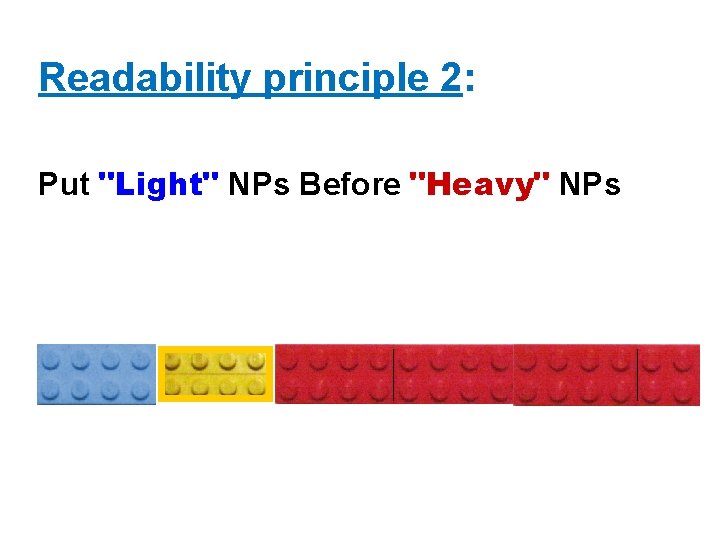 Readability principle 2: Put "Light" NPs Before "Heavy" NPs 