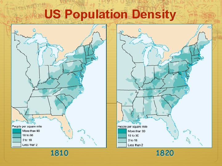 US Population Density 1810 1820 