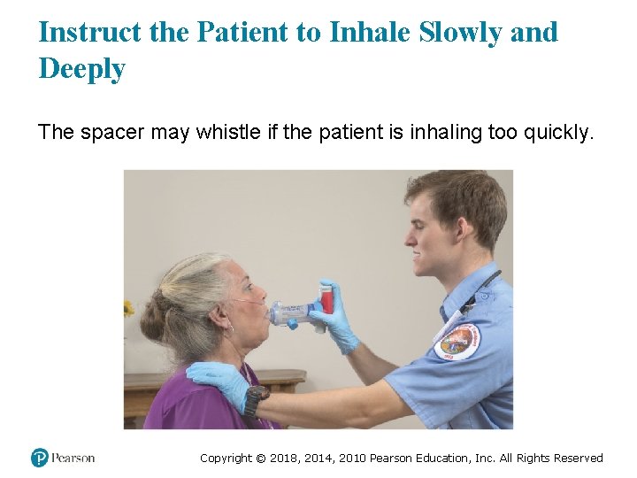 Instruct the Patient to Inhale Slowly and Deeply The spacer may whistle if the