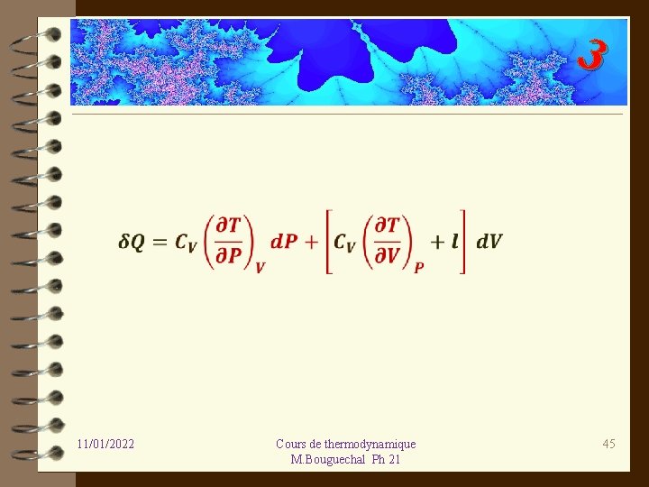 3 11/01/2022 Cours de thermodynamique M. Bouguechal Ph 21 45 