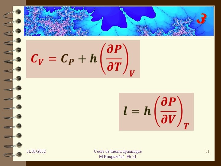 3 11/01/2022 Cours de thermodynamique M. Bouguechal Ph 21 51 