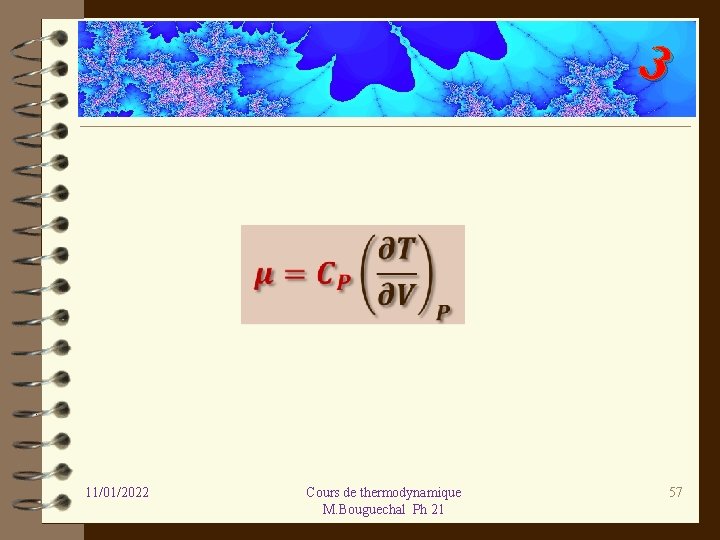 3 11/01/2022 Cours de thermodynamique M. Bouguechal Ph 21 57 