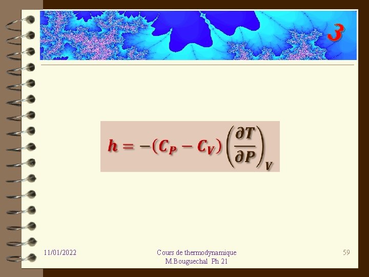 3 11/01/2022 Cours de thermodynamique M. Bouguechal Ph 21 59 