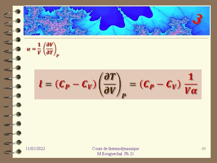 3 11/01/2022 Cours de thermodynamique M. Bouguechal Ph 21 64 