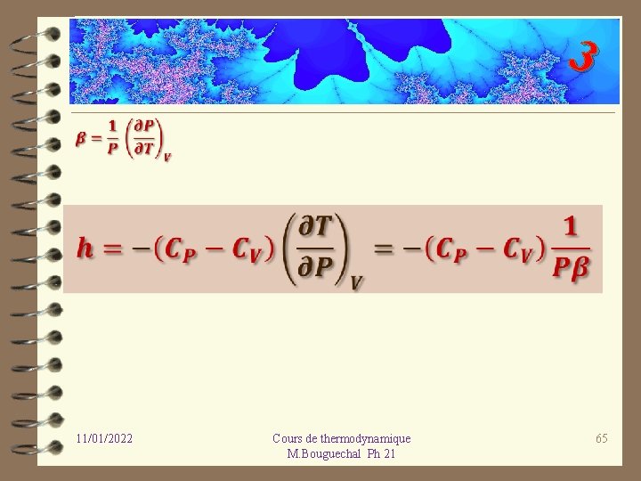 3 11/01/2022 Cours de thermodynamique M. Bouguechal Ph 21 65 