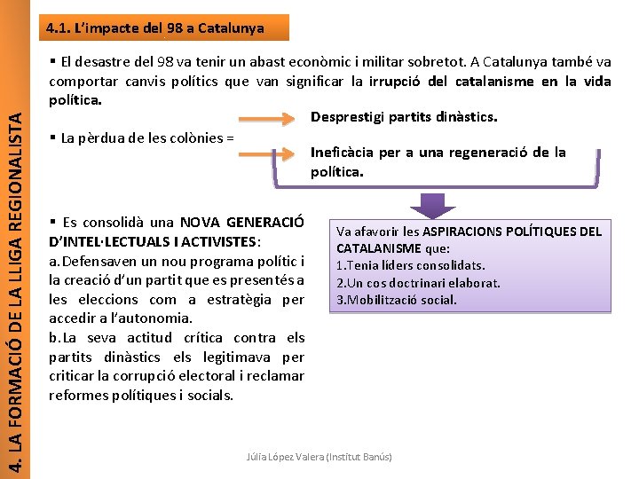 4. LA FORMACIÓ DE LA LLIGA REGIONALISTA 4. 1. L’impacte del 98 a Catalunya