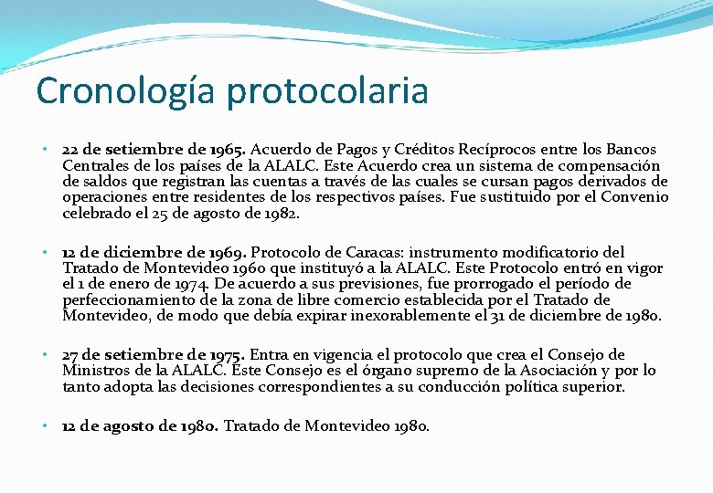 Cronología protocolaria • 22 de setiembre de 1965. Acuerdo de Pagos y Créditos Recíprocos