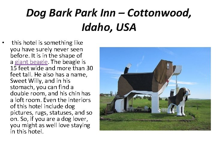 Dog Bark Park Inn – Cottonwood, Idaho, USA • this hotel is something like