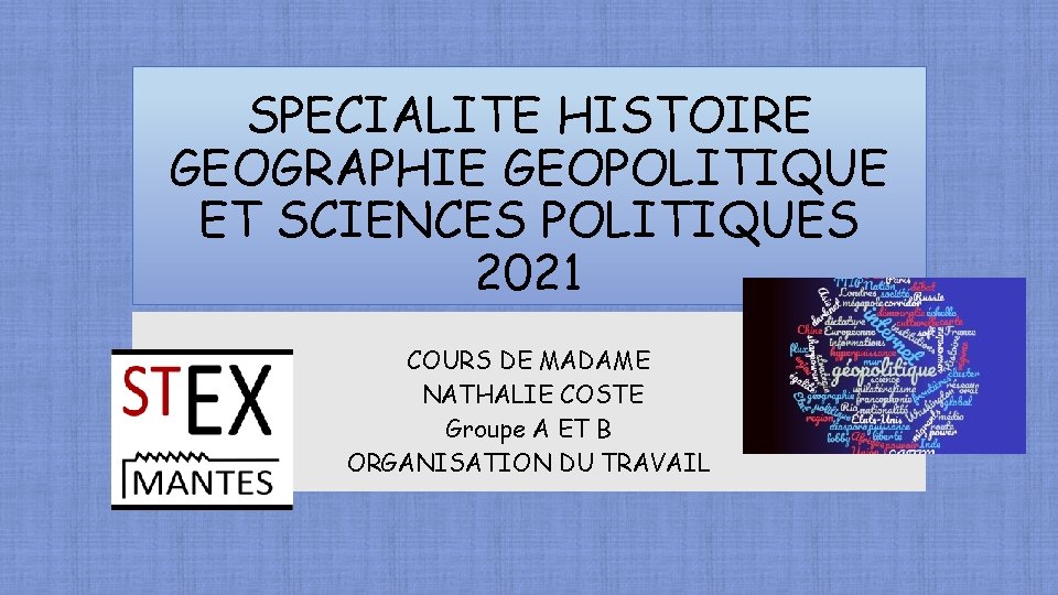 SPECIALITE HISTOIRE GEOGRAPHIE GEOPOLITIQUE ET SCIENCES POLITIQUES 2021