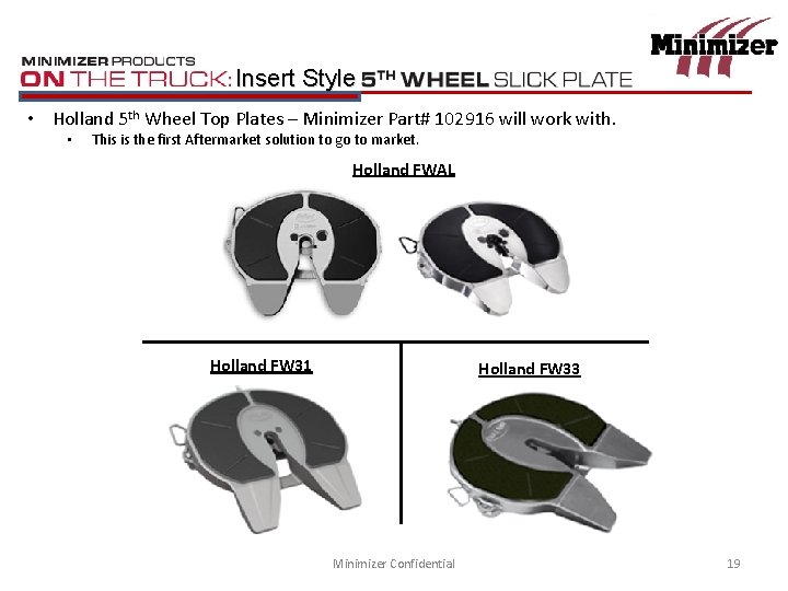 Insert Style • Holland 5 th Wheel Top Plates – Minimizer Part# 102916 will