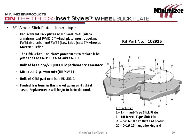 Insert Style • 5 th Wheel Slick Plate – Insert-type • Replacement slick plates