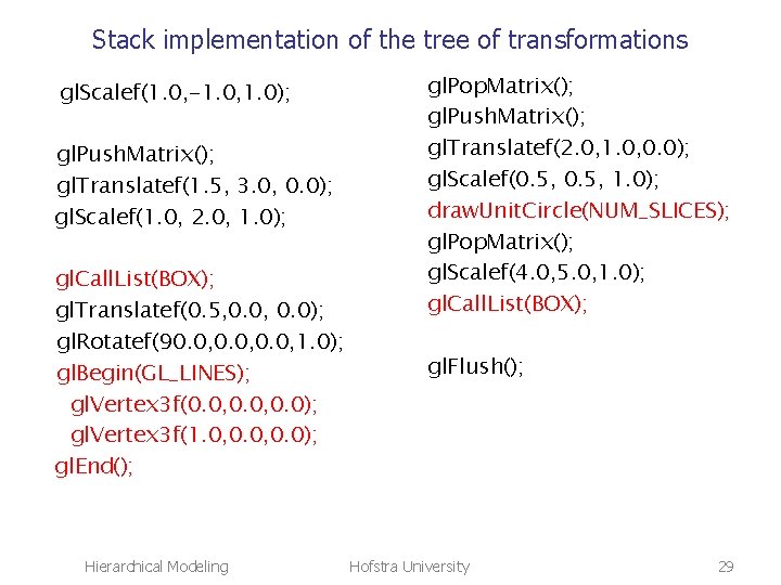Stack implementation of the tree of transformations gl. Scalef(1. 0, -1. 0, 1. 0);