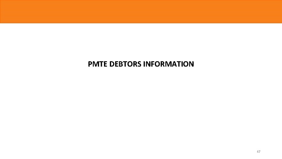 PMTE DEBTORS INFORMATION 47 