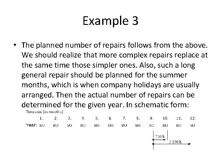 Example 3 • The planned number of repairs follows from the above. We should