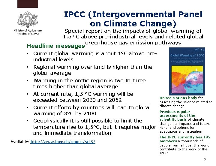 IPCC (Intergovernmental Panel on Climate Change) Special report on the impacts of global warming