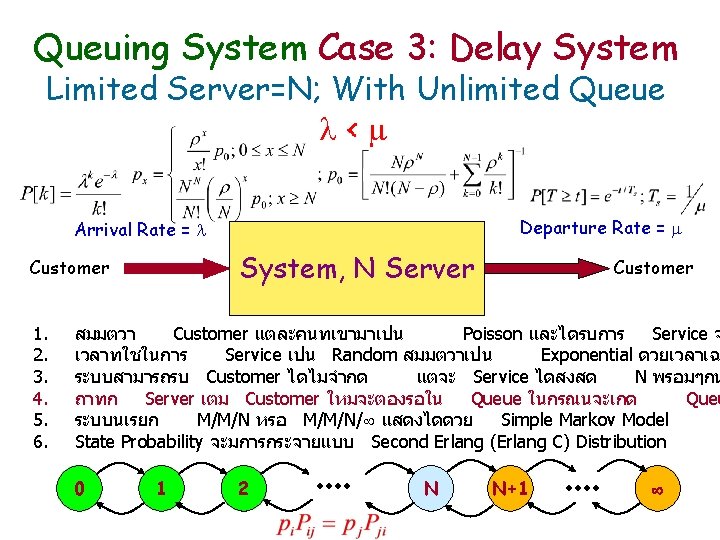 Queuing System Case 3: Delay System Limited Server=N; With Unlimited Queue < Departure Rate