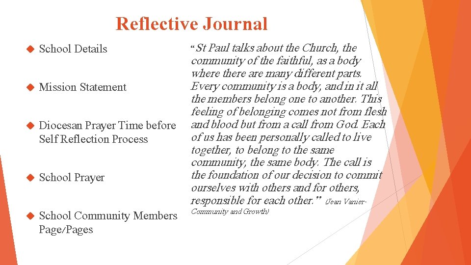 Reflective Journal School Details Mission Statement Diocesan Prayer Time before Self Reflection Process School