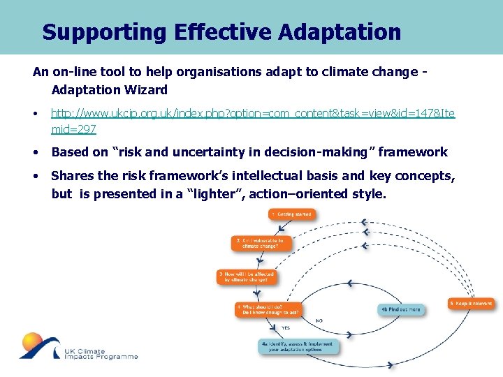 Supporting Effective Adaptation An on-line tool to help organisations adapt to climate change Adaptation