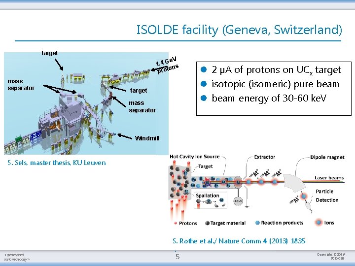 ISOLDE facility (Geneva, Switzerland) target mass separator e. V 1. 4 G ns o