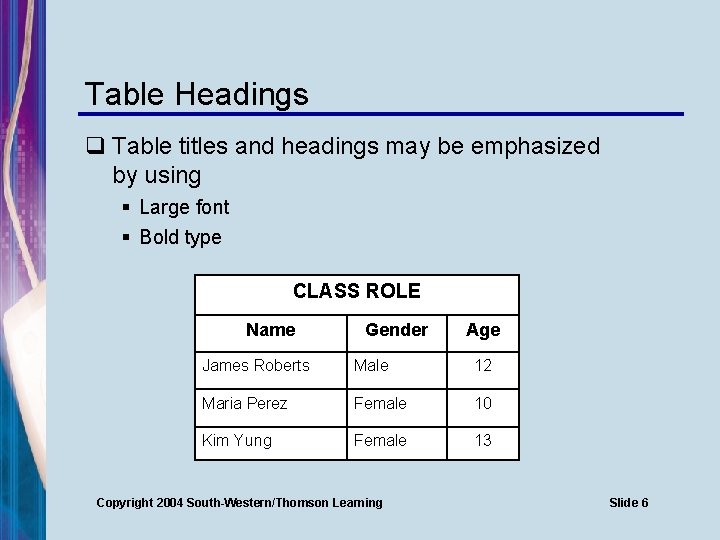 Hoggatt and Shank Unit 13 Prepare Tables Copyright