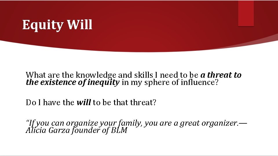 Equity Will What are the knowledge and skills I need to be a threat
