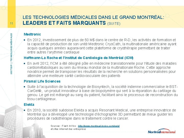 LES TECHNOLOGIES MÉDICALES DANS LE GRAND MONTRÉAL: SECTEUR | TECHNOLOGIES MÉDICALES 11 LEADERS ET