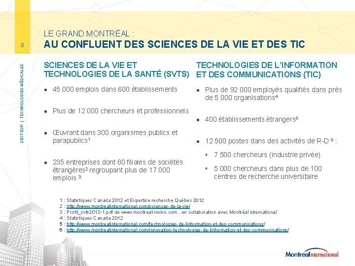 LE GRAND MONTRÉAL : SECTEUR | TECHNOLOGIES MÉDICALES 8 AU CONFLUENT DES SCIENCES DE